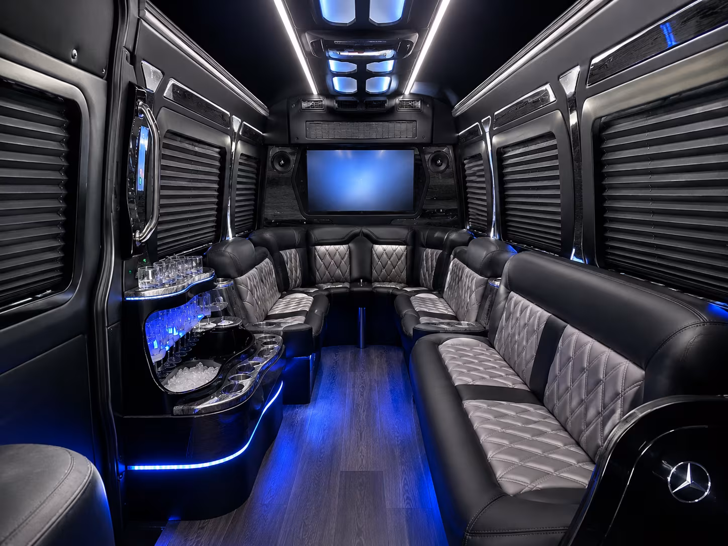 bridal party sprinter limos and minibuses for getting ready in vista