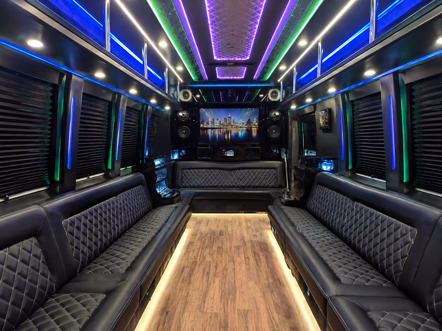 vista 25 passenger party bus interior